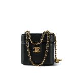 23A Black Lambskin Quilted Mini Vanity Case With Chain GHW - Image 8