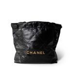 23A Black Calfskin Quilted 22 Hobo Bag Small Aged Gold Hardware