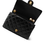 Black Lambskin Quilted Pillow Crush Single Flap Bag Aged Gold Hardware - Image 13