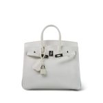 Birkin 25 White Epsom Palladium Plated [K] Stamp