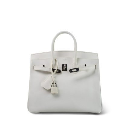 Birkin 25 White Epsom Palladium Plated [K] Stamp