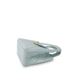 Light Blue Aged Calfskin Quilted Nano Kelly Shopper Aged Gold Hardware - Image 8