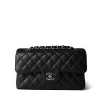 Black Caviar Quilted Small Classic Flap SHW