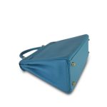 Kelly 28 Retourne Bleu Izmir Turquoise Veau Togo Gold Plated R Square Stamp - Image 14
