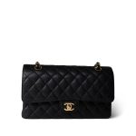 Black Caviar Quilted Classic Flap Medium Gold Hardware - Image 5
