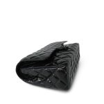 So Black Shiny Crumpled Calfskin Quilted Medium Classic Flap - Image 12