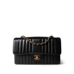 Black Vintage Lambskin Vertical Flap Bag GHW