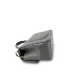 Dark Grey Lambskin Quilted Mini Top Handle Light Gold Hardware - Image 11