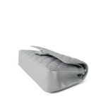 23P Silver Metallic Lambskin Quilted Classic Flap Medium SHW - Image 4