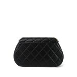 Black Lambskin Quilted Double Chain Rounded Bag Gold Hardware - Image 6