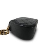Black Lambskin Quilted Double Chain Rounded Bag Gold Hardware - Image 8