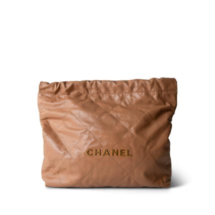 Caramel Calfskin Quilted 22 Hobo Bag Medium Aged Gold Hardware