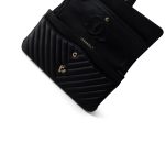 Black Lambskin Chevron Medium Classic Flap Light Gold Hardware - Image 12
