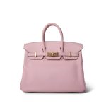 Birkin 25 Rose Sakura Swift Gold Plated T Stamp - Image 2