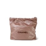22A Metallic Pink / Rose Calfskin Quilted 22 Hobo Bag Small
