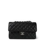 Black Caviar Quilted Small Classic Flap Silver Hardware