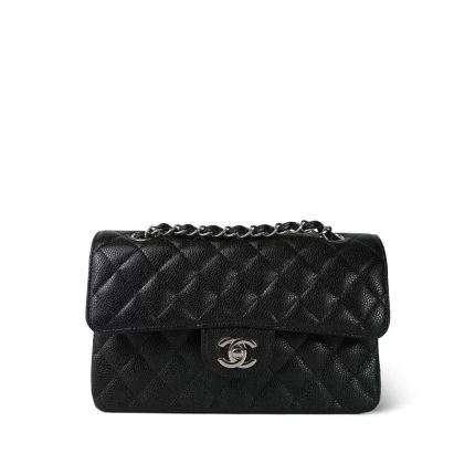 Black Caviar Quilted Small Classic Flap Silver Hardware