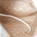 23C White Calfskin Quilted 22 Hobo Bag Small Aged Gold Hardware - Image 12