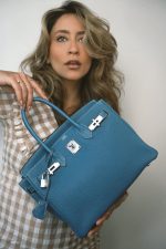 Birkin 30 Blue Jean Togo Palladium Plated L Square Stamp - Image 2