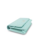 19C Tiffany Blue Caviar Quilted Wallet On Chain WOC Light Gold Hardware - Image 4