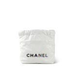 White Calfskin Quilted Mini 22 Bag Rainbow Hardware - Image 2