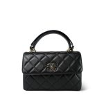 Black Lambskin Quilted Trendy CC Small LGHW