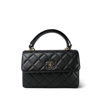 Black Lambskin Quilted Trendy CC Small LGHW