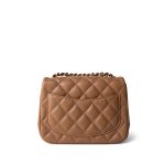 18S Beige Caviar Quilted Mini Square Flap Light Gold Hardware - Image 14