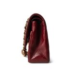Burgundy / Wine Lambskin Quilted Classic Flap Medium Gold Hardware - Image 5