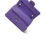 20S Purple Caviar Quilted Classic Flap Small Light Gold Hardware - Image 16