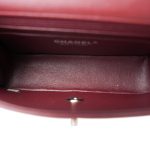 Burgundy Lambskin Quilted Mini Rectangular Flap Silver Hardware - Image 13
