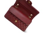 18C Dark Red Glittery Caviar Quilted Classic Flap Aged Gold Hardware - Image 13