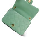 23P Light Green Lambskin Quilted Funkytown Flap Bag Antique Gold Hardware - Image 7