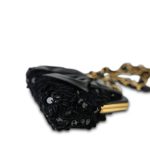 24A Black Sequin Tweed Lambskin Bow Clutch With Chain Aged Gold Hardware - Image 12