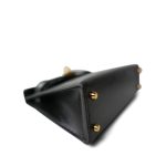 Mini Kelly 20 Sellier Black Box Calfskin Gold Plated B Stamp - Image 8