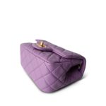 22S Purple Lambskin Quilted Pearl Crush Mini Square Aged Gold Hardware - Image 8