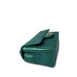 22A Iridescent Green Lambskin Quilted Mini Rectangular Single Flap Light Gold Hardware - Image 9