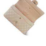 21S Pearly Beige Calfskin Classic Flap Medium Light Gold Hardware - Image 10