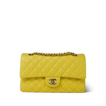 23P Yellow Caviar Quilted Classic Flap Medium Light Gold Hardware