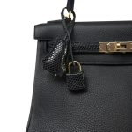 Kelly Touch 25 Retourne Black Lizard/Togo Permabrass Plated B Stamp - Image 3