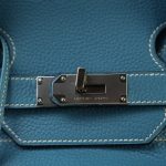 Shoulder Birkin 42 JPG Bleu Jean Clemence Palladium Plated [J] Stamp - Image 18