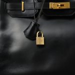 Birkin 35 Black Box Calfskin Gold Plated G Square Stamp - Image 15