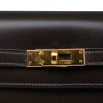 Mini Kelly 20 Dark Brown Box Calfskin Gold Plated O Circle Stamp - Image 13