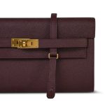 Kelly Wallet To Go Bordeaux Epsom Gold Plated U Stamp - Image 9