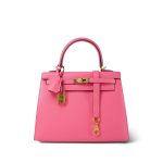 Kelly 25 Rose Azalée Veau Epsom Gold Plated C Stamp
