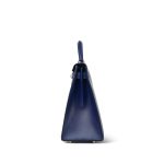 Kelly Sellier 28 Bleu Saphir Box Calfskin Gold Plated Y Circle Stamp - Image 8