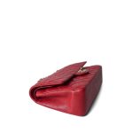19B Red Caviar Quilted Medium Classic Flap Light Gold Hardware - Image 5