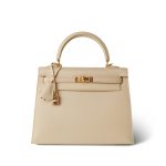 Kelly 25 Sellier Parchemin / Light Beige Box Calfksin E Square Stamp - Image 5