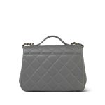 21B Grey Caviar Quilted Business Affinity Medium Flap Light Gold Hardware - Image 11