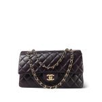 Plum Lambskin Quilted Classic Flap Medium Light Gold Hardware - Image 10